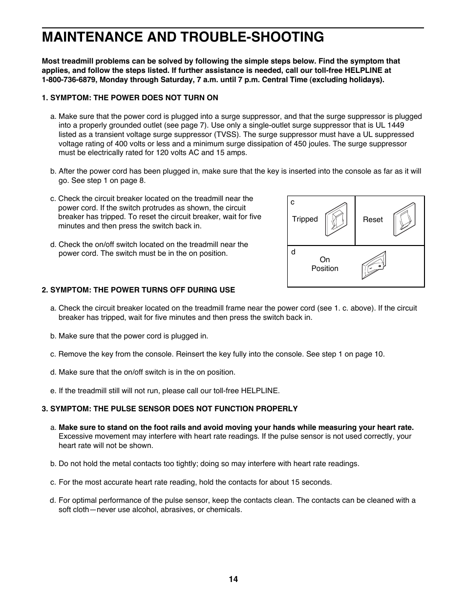 Maintenance and trouble-shooting | ProForm 831.297982 User Manual | Page 14 / 22