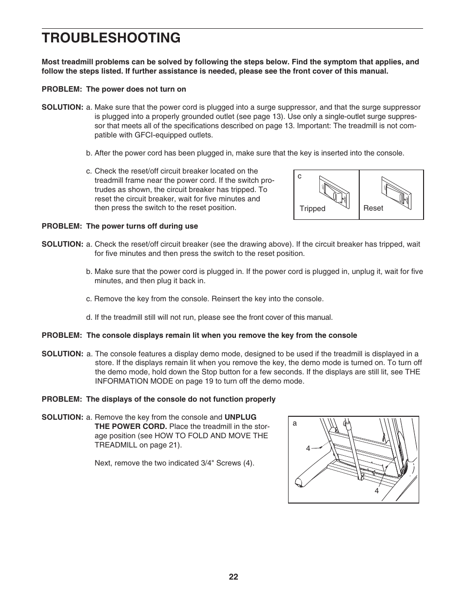 Troubleshooting | ProForm PFTL99806.4 User Manual | Page 22 / 30