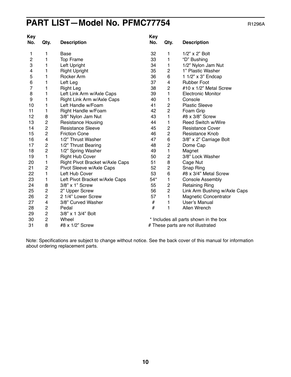 ProForm PFMC77754 User Manual | Page 10 / 12