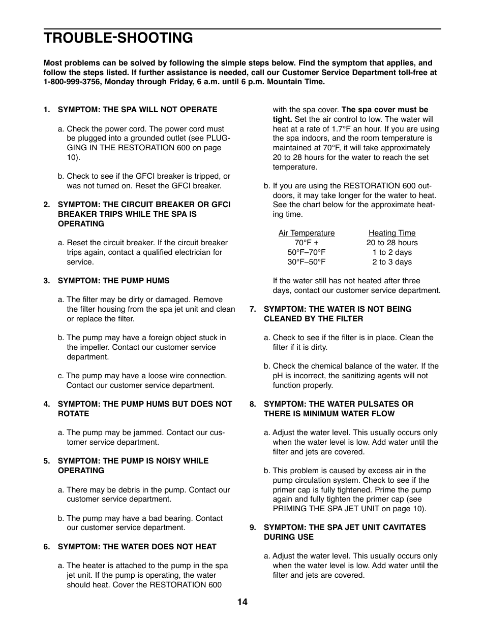 Trouble-shooting | ProForm PFHS60070 User Manual | Page 14 / 17