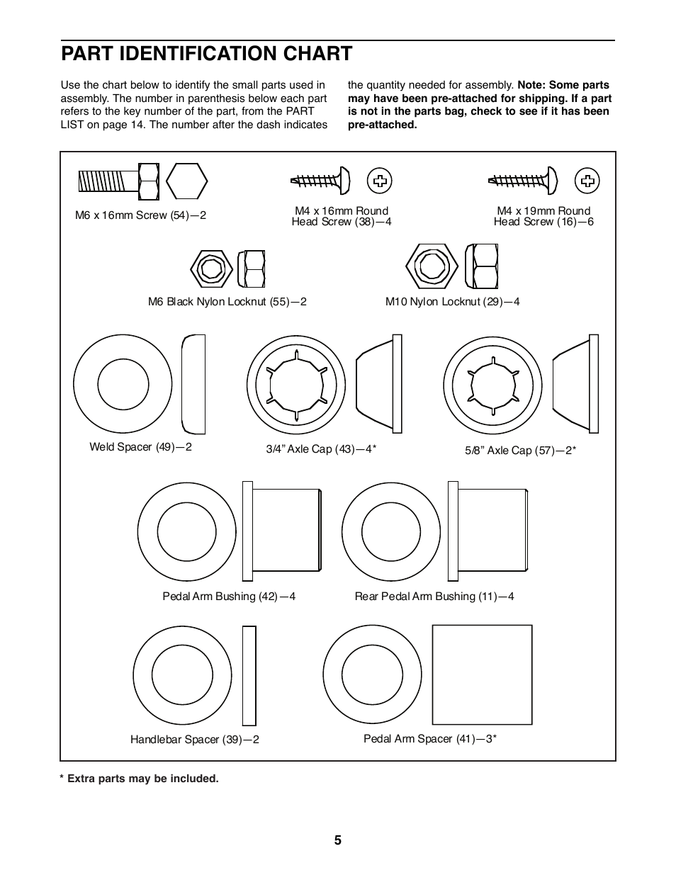 Part identification chart | ProForm PFEL03900 User Manual | Page 5 / 16