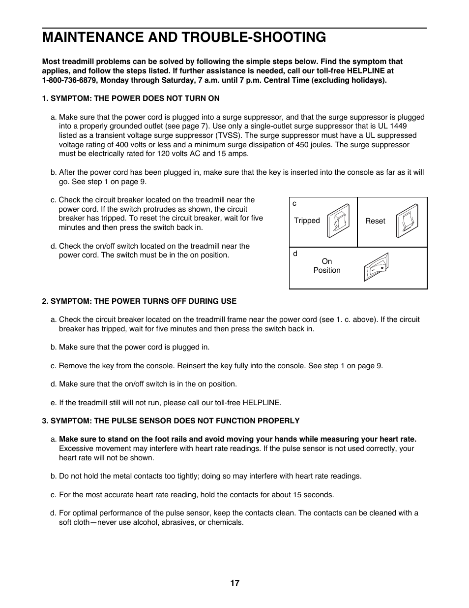 Maintenance and trouble-shooting | ProForm 831.297990 User Manual | Page 17 / 25
