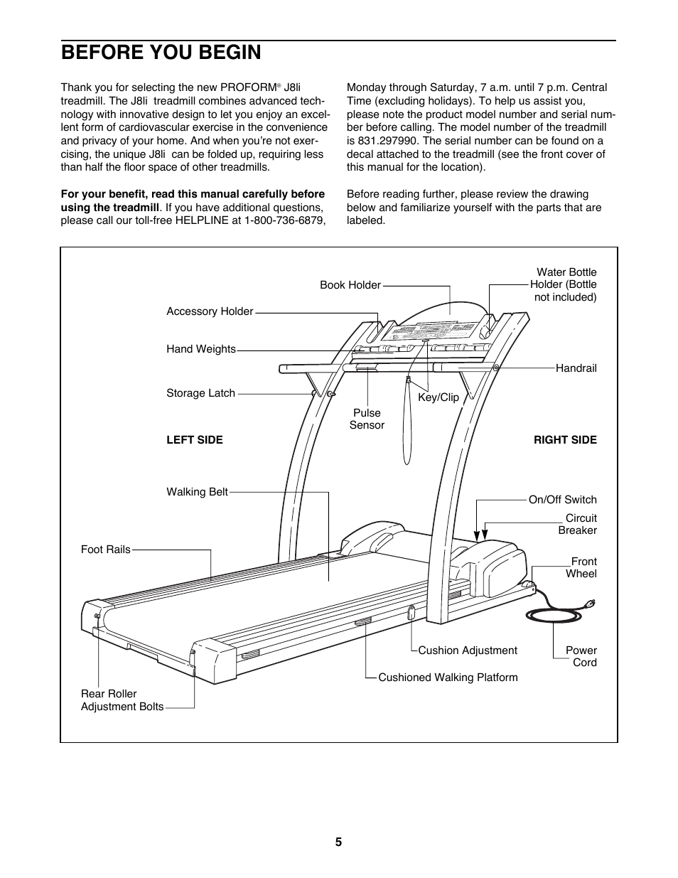 Before you begin | ProForm 831.297990 User Manual | Page 5 / 25