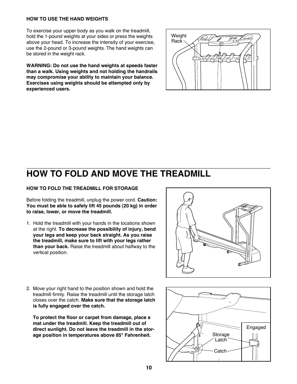 How to fold and move the treadmill | ProForm 525E PFTL49100 User Manual | Page 10 / 18