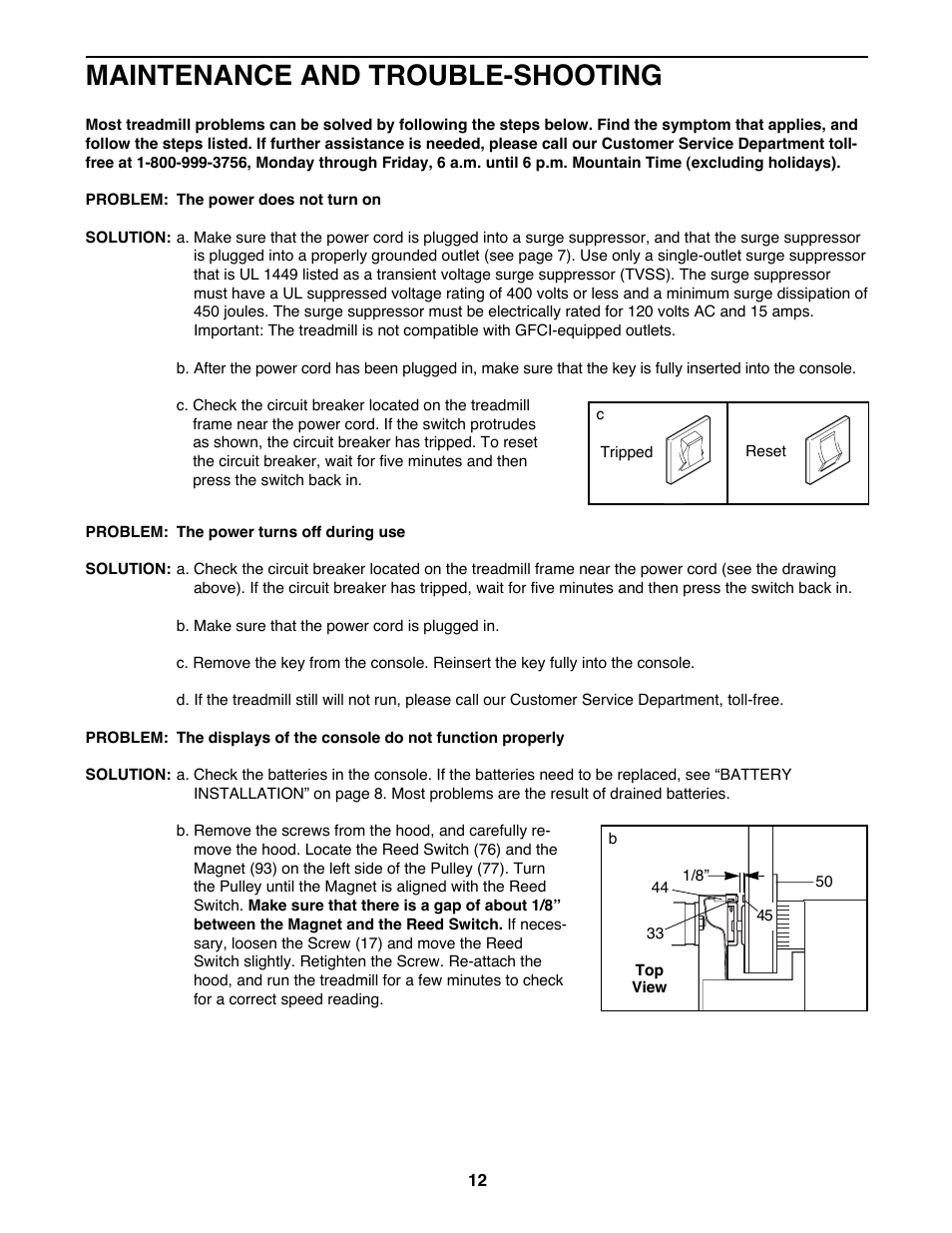 Maintenance and trouble-shooting | ProForm 525E PFTL49100 User Manual | Page 12 / 18