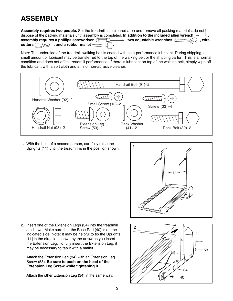 Assembly | ProForm 525E PFTL49100 User Manual | Page 5 / 18