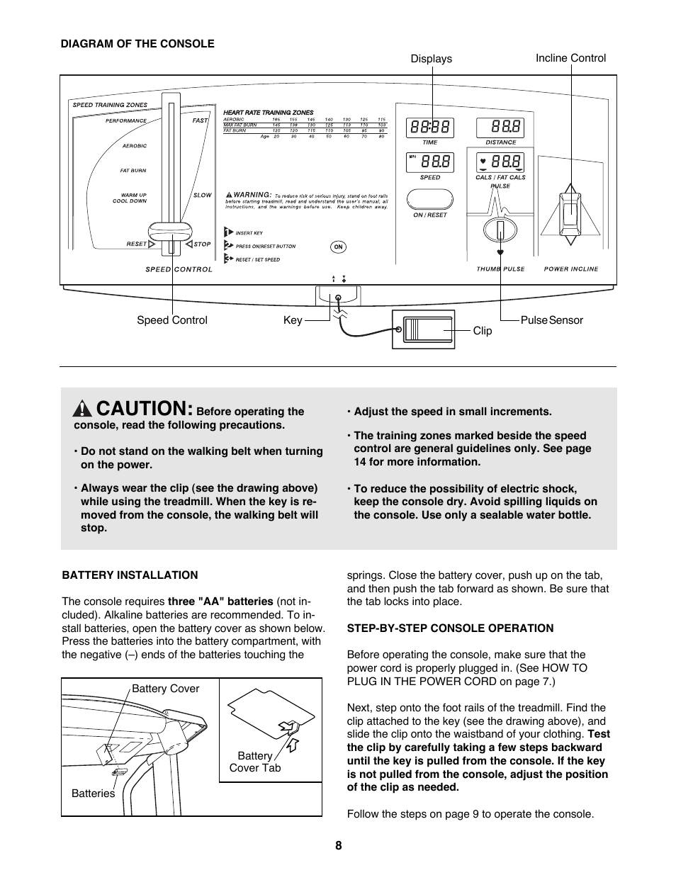 Caution | ProForm 525E PFTL49100 User Manual | Page 8 / 18