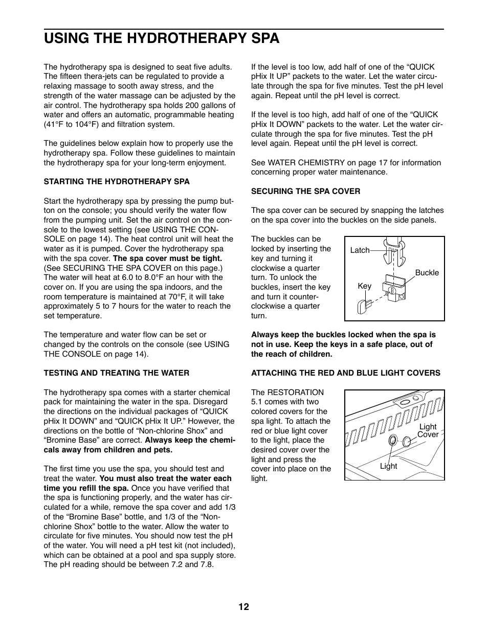 Using the hydrotherapy spa | ProForm 831.210051 User Manual | Page 12 / 24