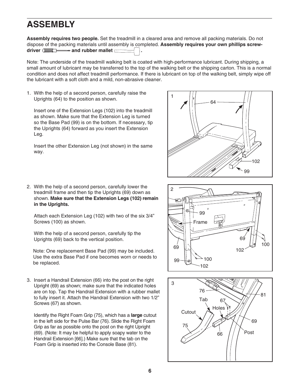 Assembly | ProForm PFTL99602 User Manual | Page 6 / 30