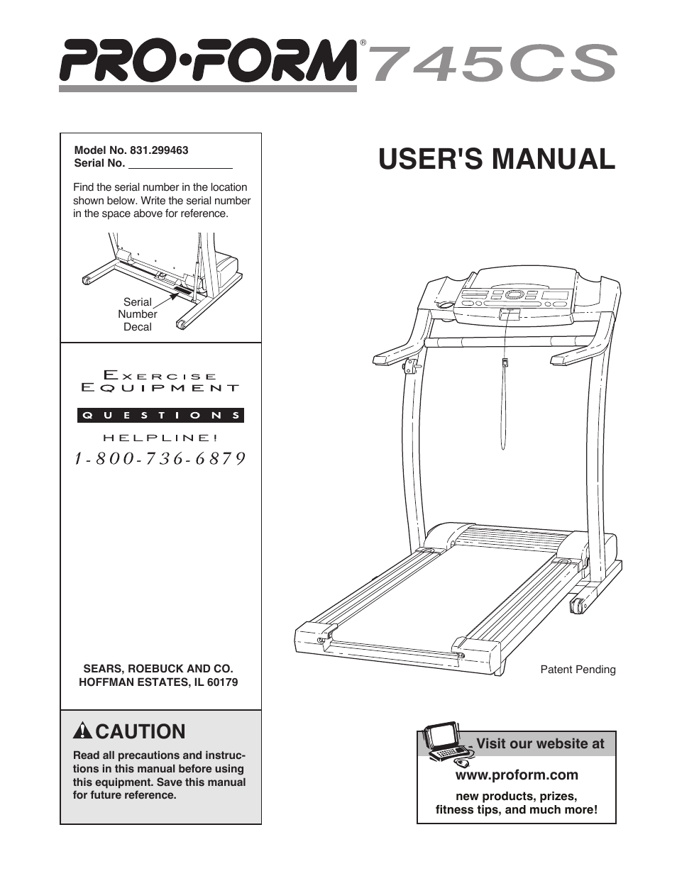 ProForm 745CS 831.299463 User Manual | 30 pages