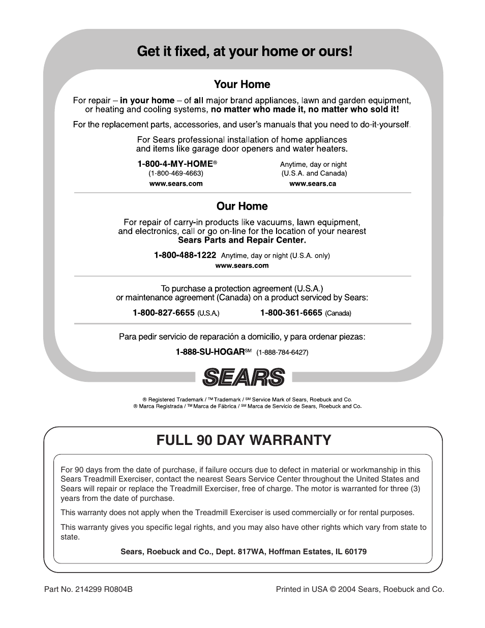 Full 90 day warranty | ProForm 831.295230 User Manual | Page 22 / 22