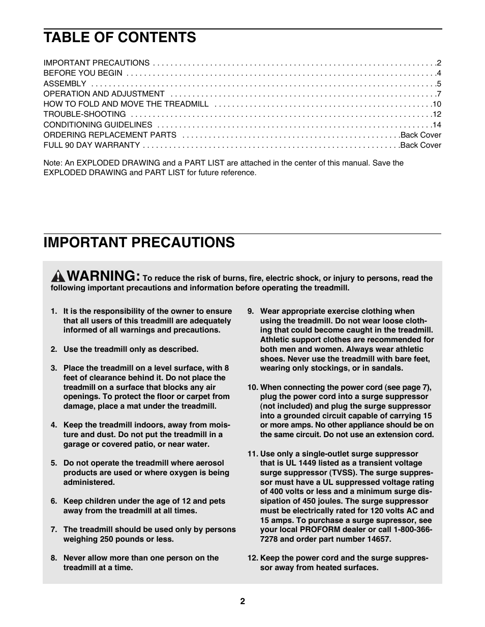 ProForm 490GS 831.299371 User Manual | Page 2 / 18