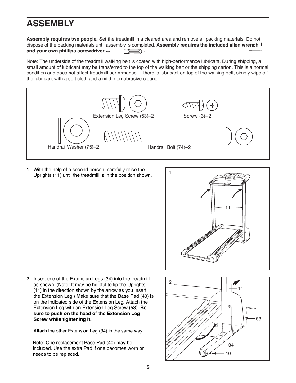 Assembly | ProForm 490GS 831.299371 User Manual | Page 5 / 18