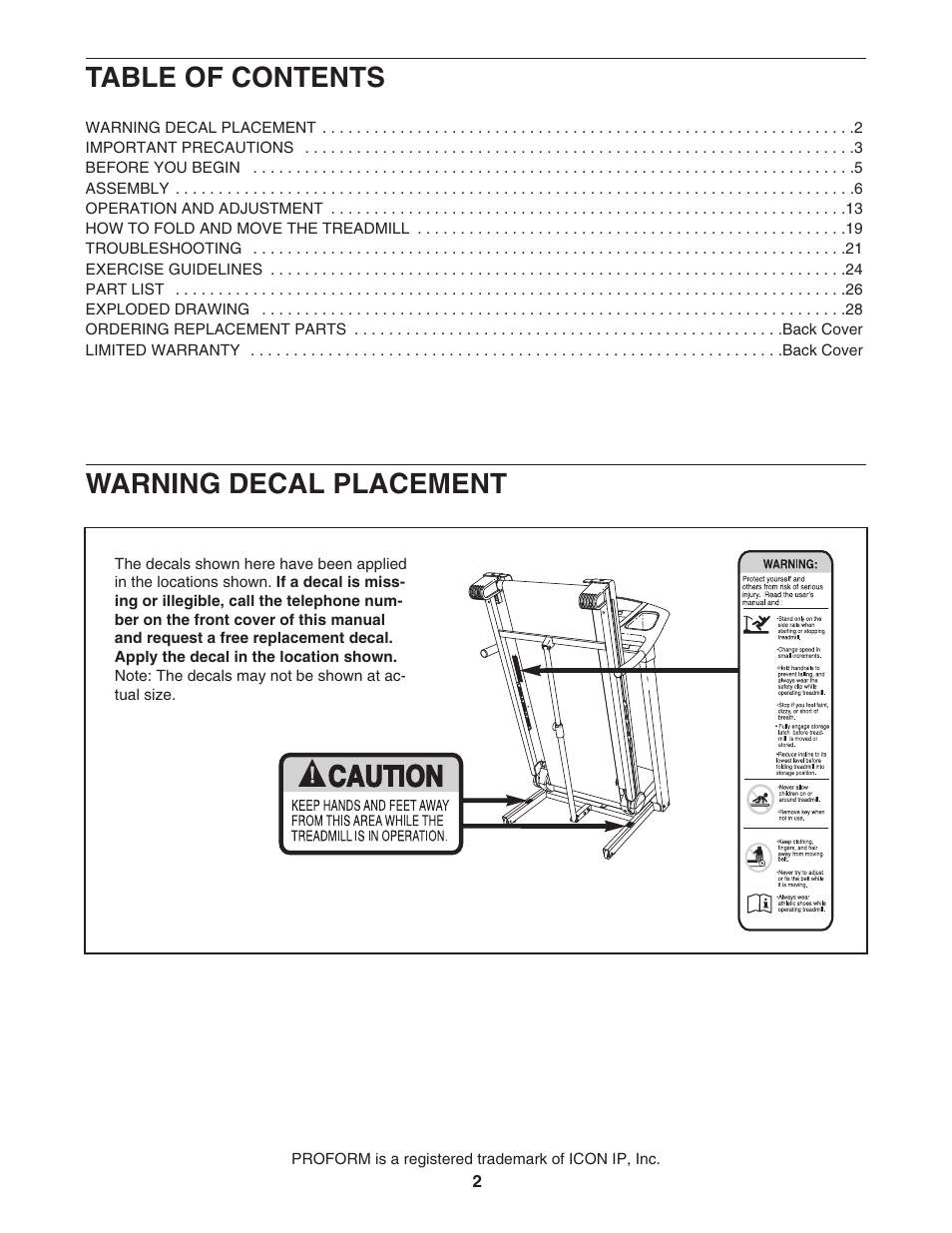 ProForm 665 E PFTL56507.0 User Manual | Page 2 / 32