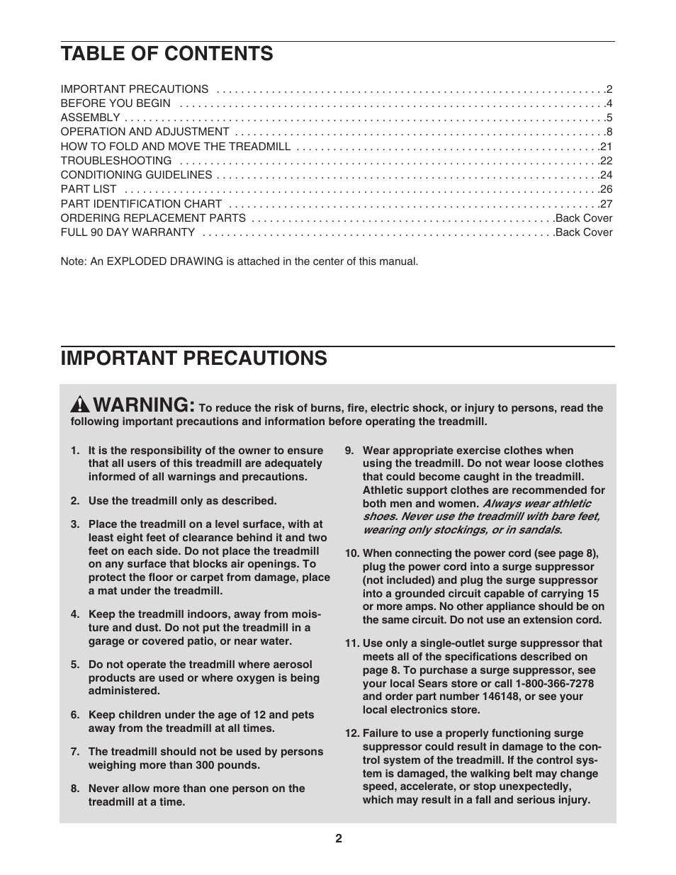 ProForm 831.29525.4 User Manual | Page 2 / 30