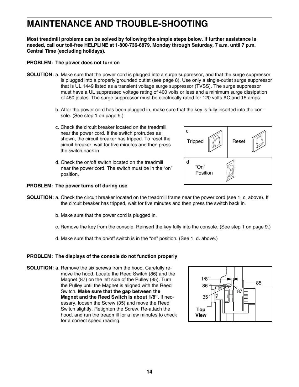 Maintenance and trouble-shooting | ProForm 831.297880 User Manual | Page 14 / 20