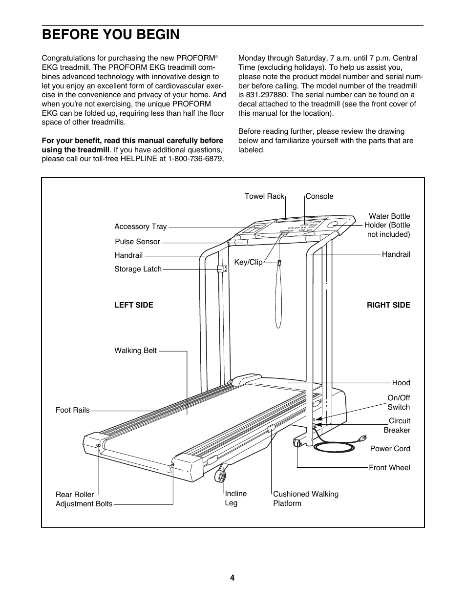 Before you begin | ProForm 831.297880 User Manual | Page 4 / 20