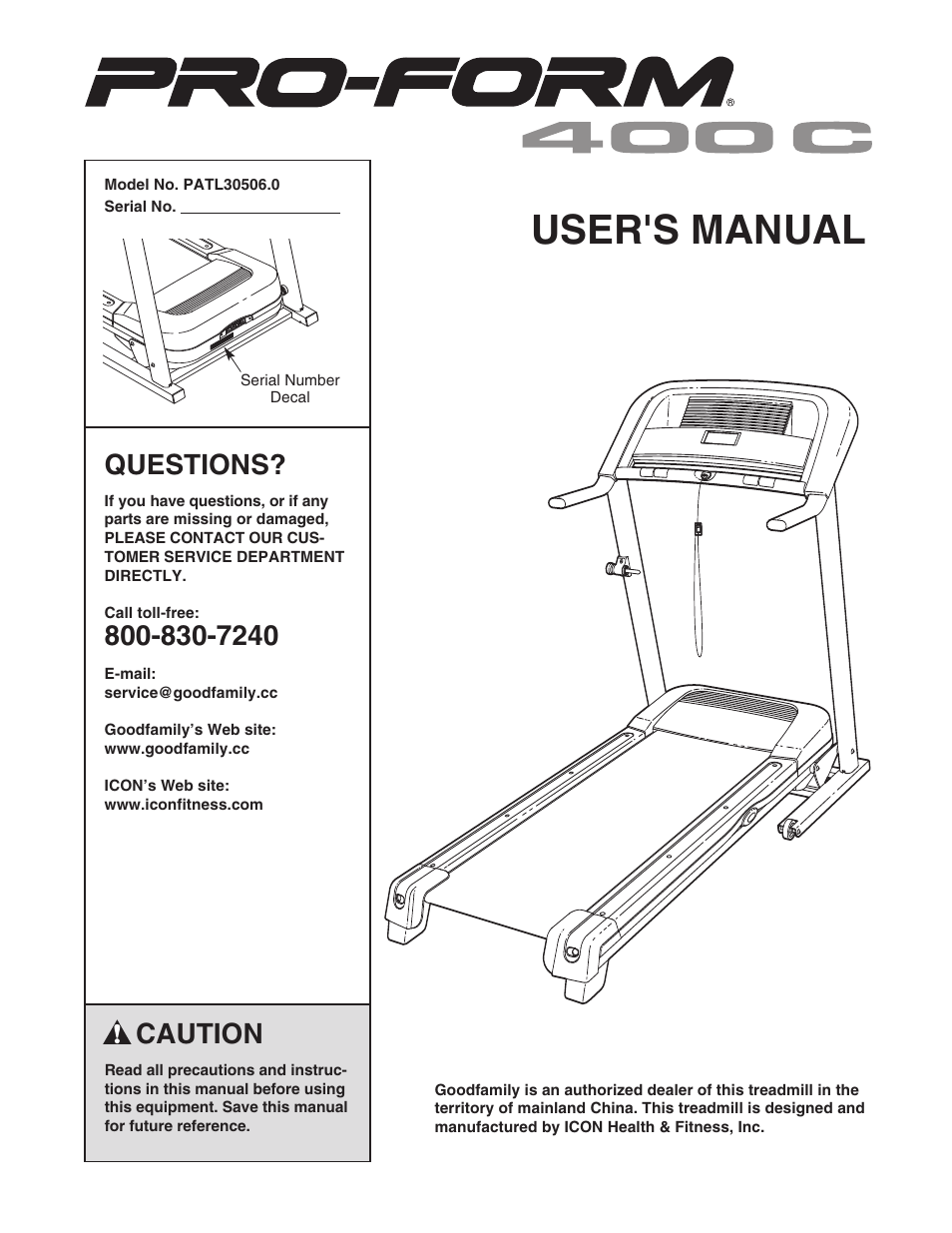 ProForm 400C User Manual | 26 pages