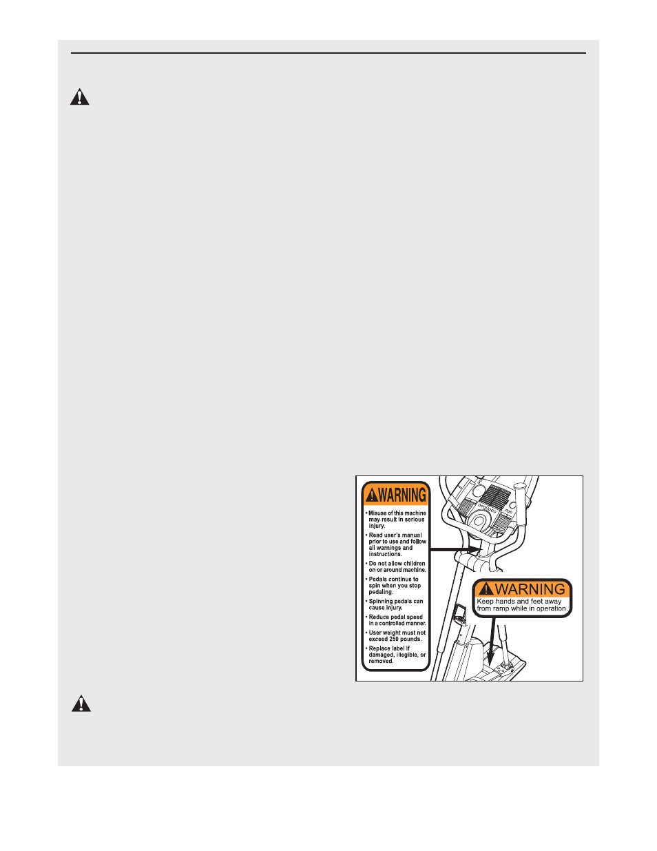 Important precautions warning, Warning | ProForm PFEL1303.3 User Manual | Page 3 / 28
