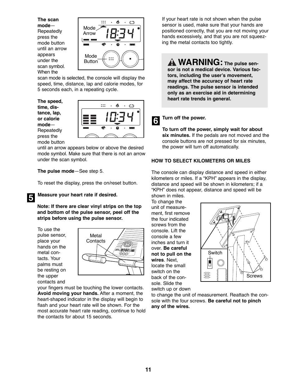 Warning | ProForm PFEX38491 User Manual | Page 11 / 16