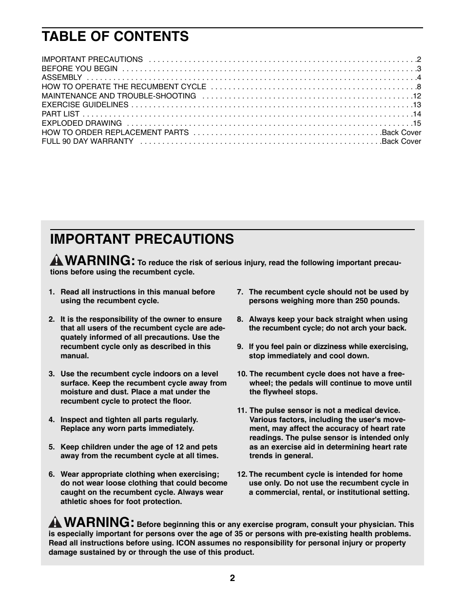 ProForm PFEX38491 User Manual | Page 2 / 16