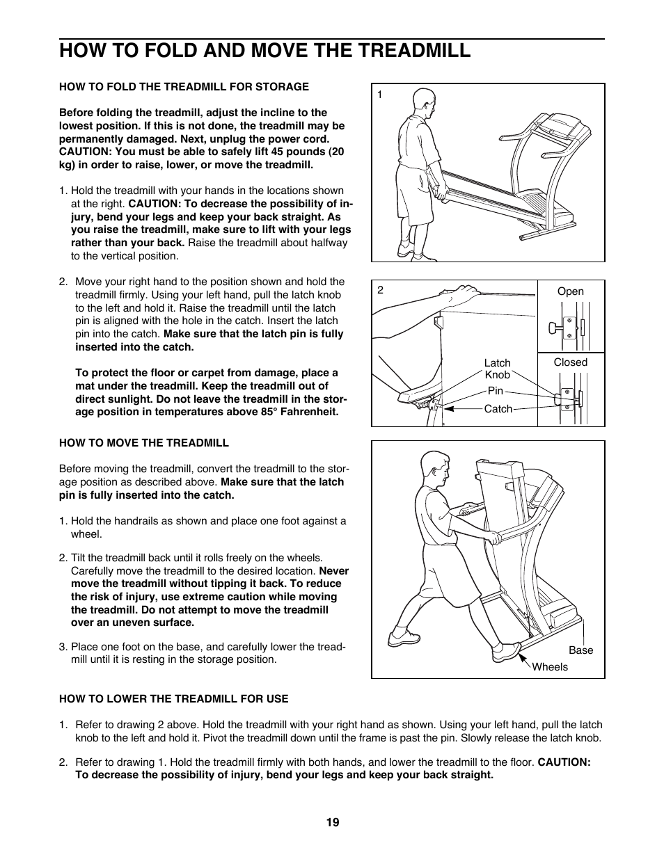 How to fold and move the treadmill | ProForm 740CS User Manual | Page 19 / 26