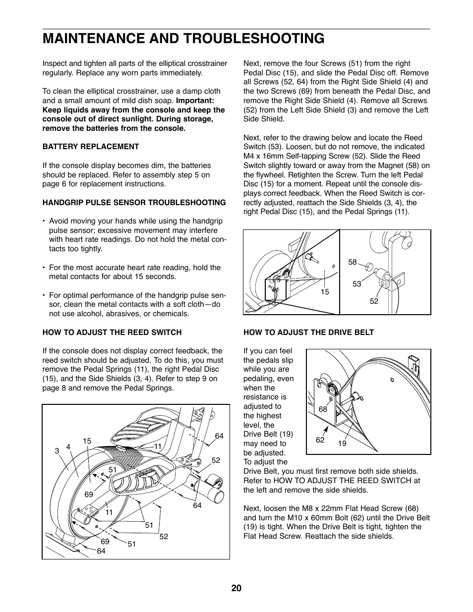 Maintenance and troubleshooting | ProForm 750 User Manual | Page 20 / 24