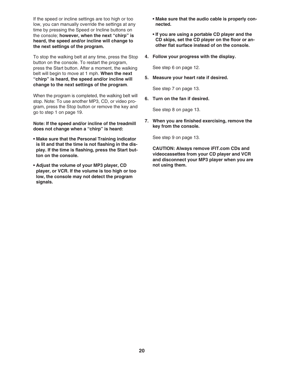 ProForm CROSSWALK CALIBER ELITE PFTL71505.2 User Manual | Page 20 / 30
