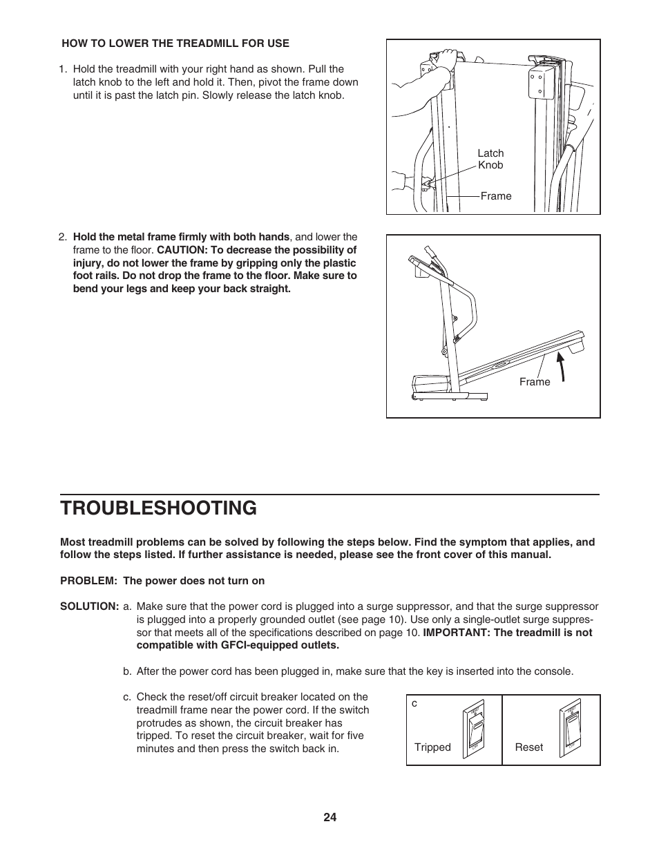 Troubleshooting | ProForm CROSSWALK CALIBER ELITE PFTL71505.2 User Manual | Page 24 / 30