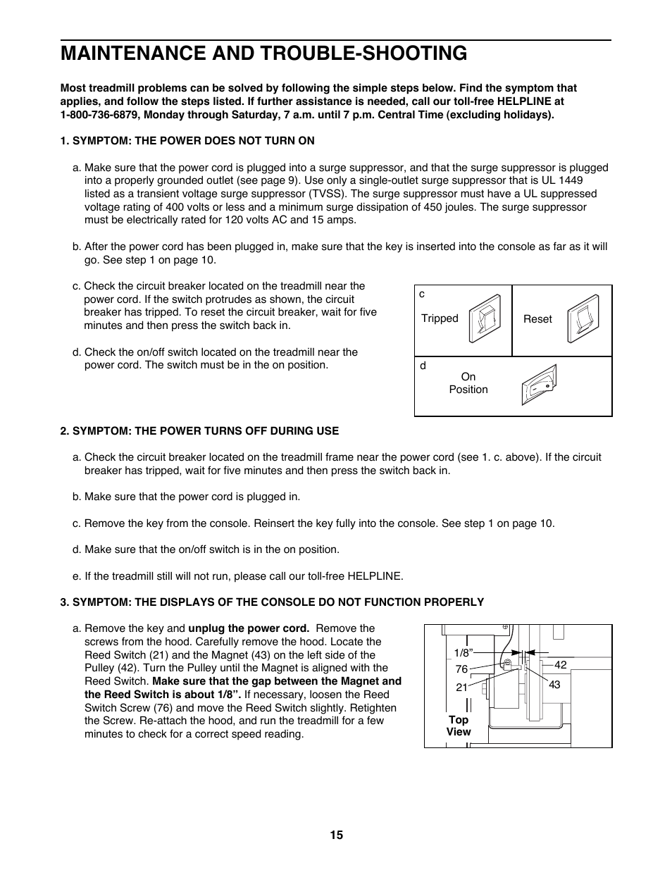 Maintenance and trouble-shooting | ProForm 831.297793 User Manual | Page 15 / 22