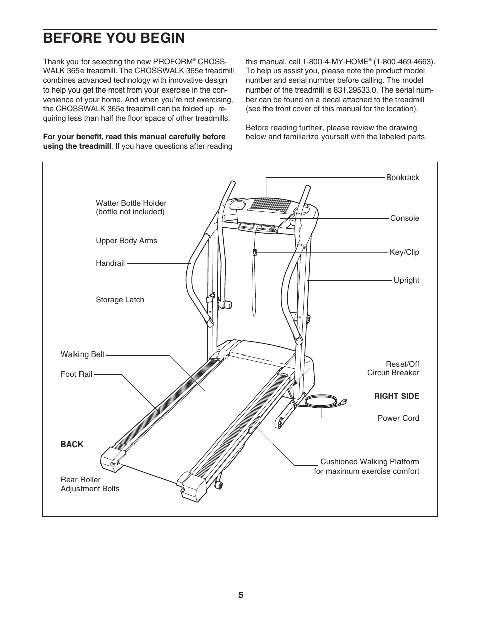 Before you begin | ProForm 831.29533.0 User Manual | Page 5 / 22