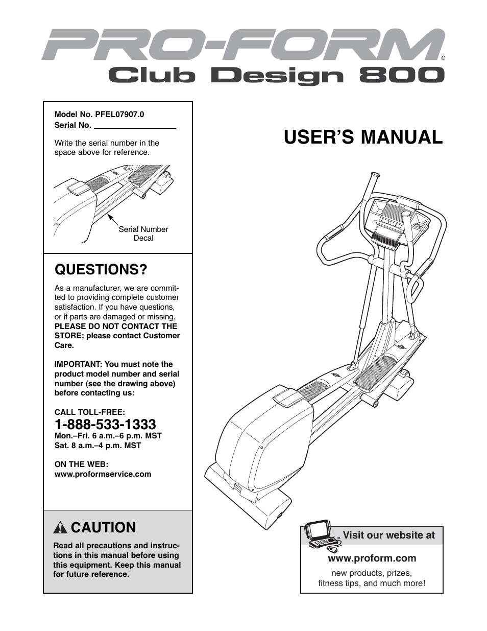 ProForm PFEL07907.0 User Manual | 32 pages