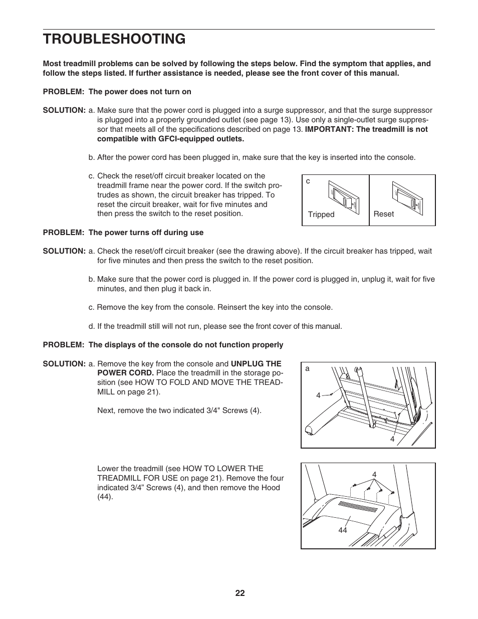 Troubleshooting | ProForm PFTL99806.3 User Manual | Page 22 / 30