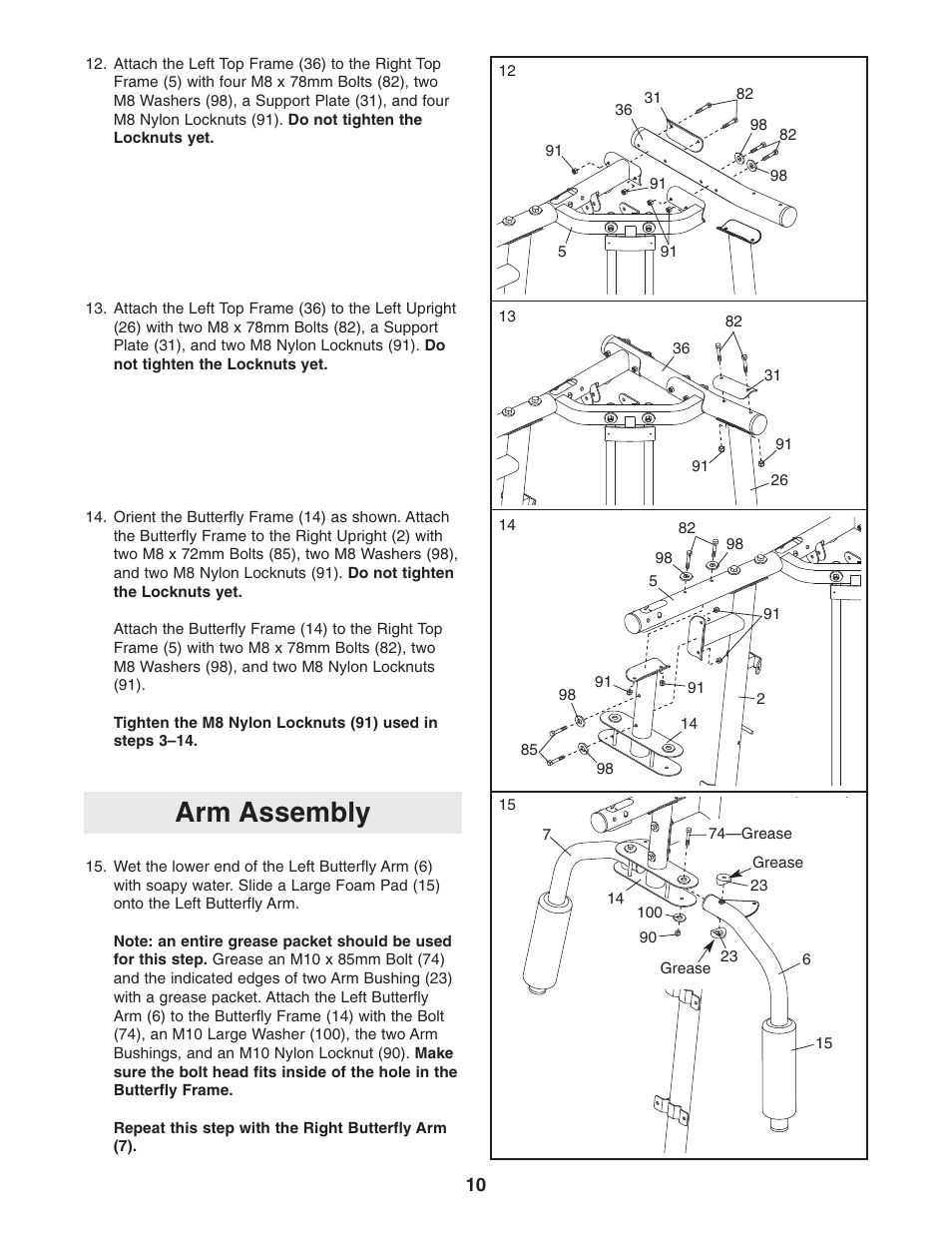 Arm assembly | ProForm PFANSY9825.1 User Manual | Page 10 / 39