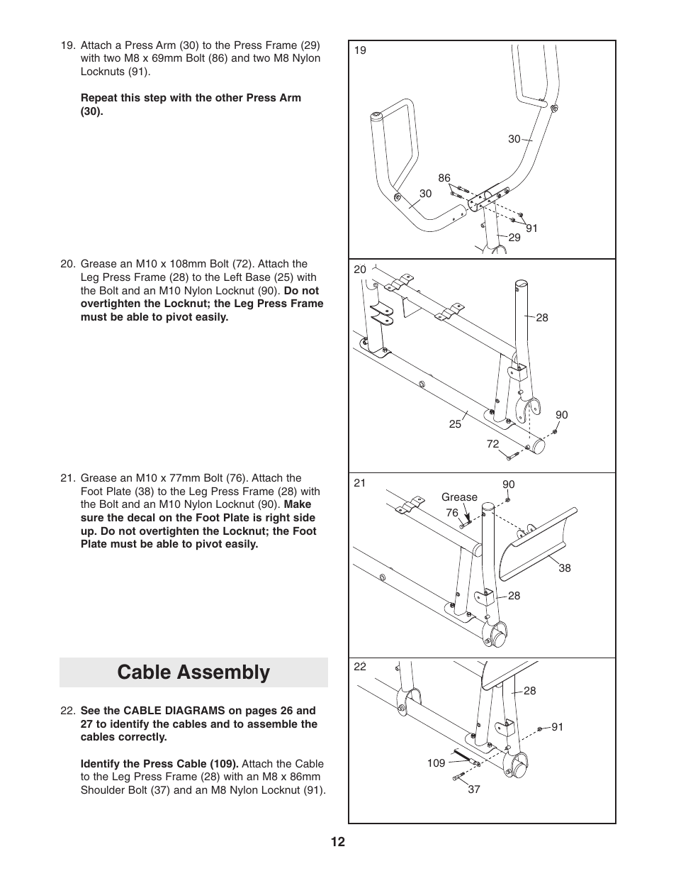 Cable assembly | ProForm PFANSY9825.1 User Manual | Page 12 / 39