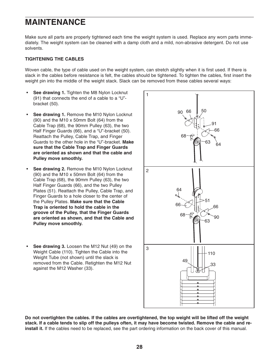 Maintenance | ProForm PFANSY9825.1 User Manual | Page 28 / 39