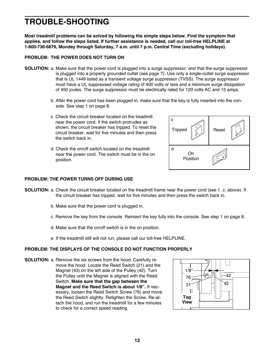 Trouble-shooting | ProForm 831.297772 User Manual | Page 12 / 18