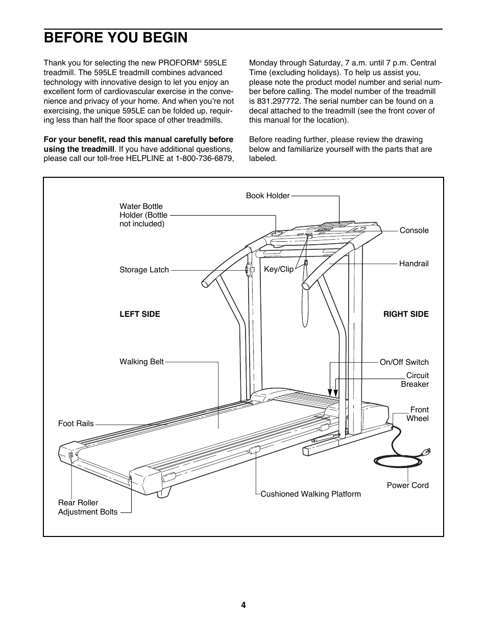 Before you begin | ProForm 831.297772 User Manual | Page 4 / 18