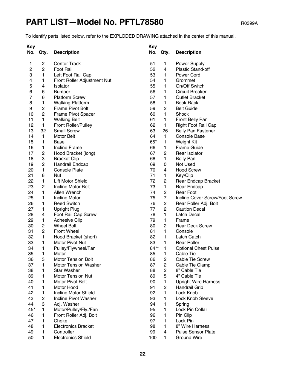 ProForm 785EX PFTL78580 User Manual | Page 22 / 26