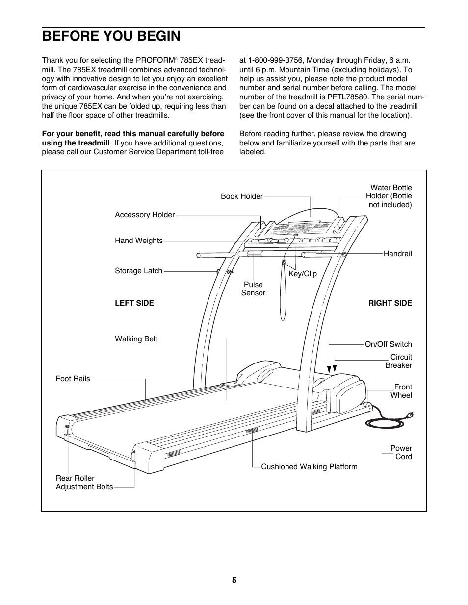 Before you begin | ProForm 785EX PFTL78580 User Manual | Page 5 / 26