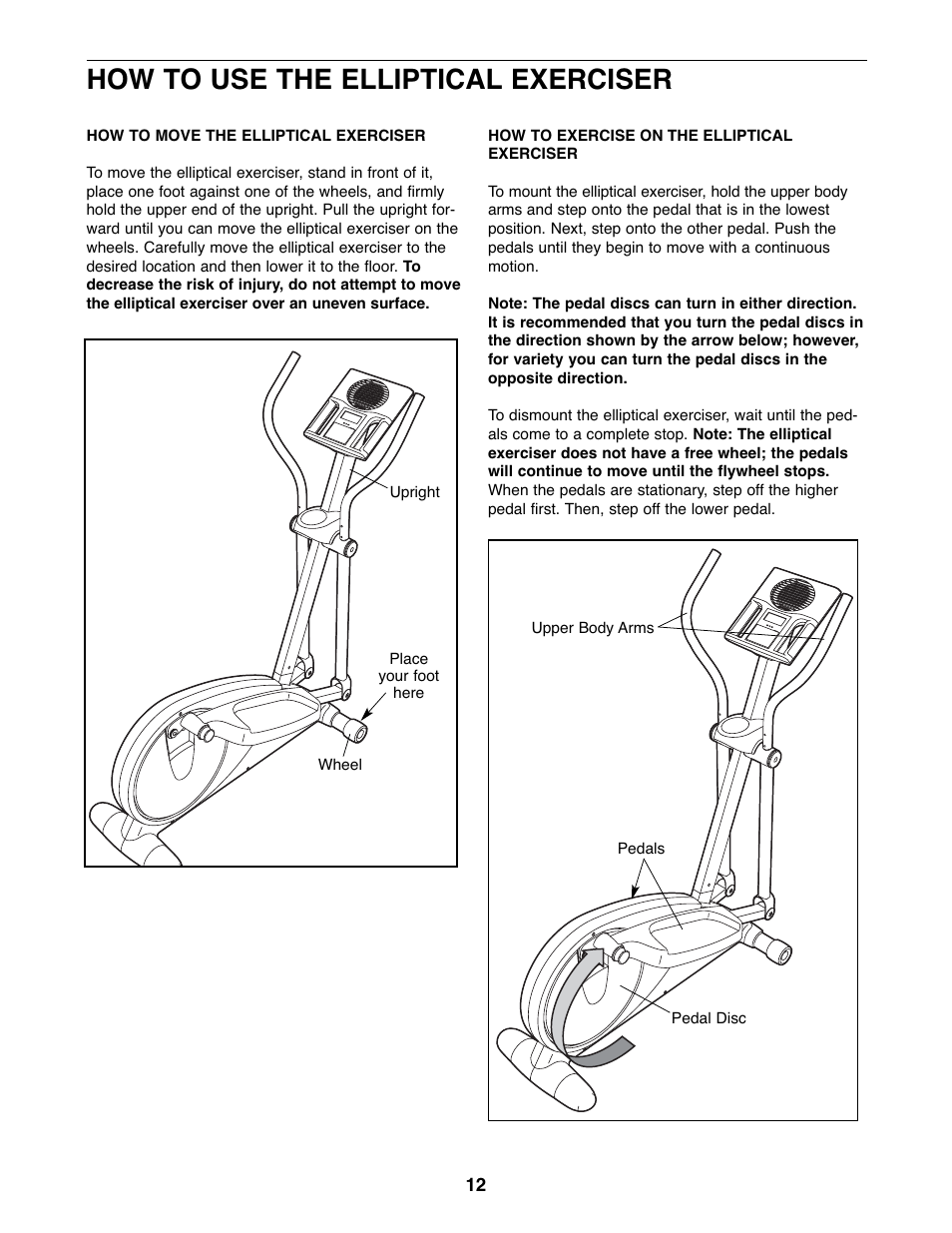 How to use the elliptical exerciser | ProForm PFEL03907.0 User Manual | Page 12 / 24