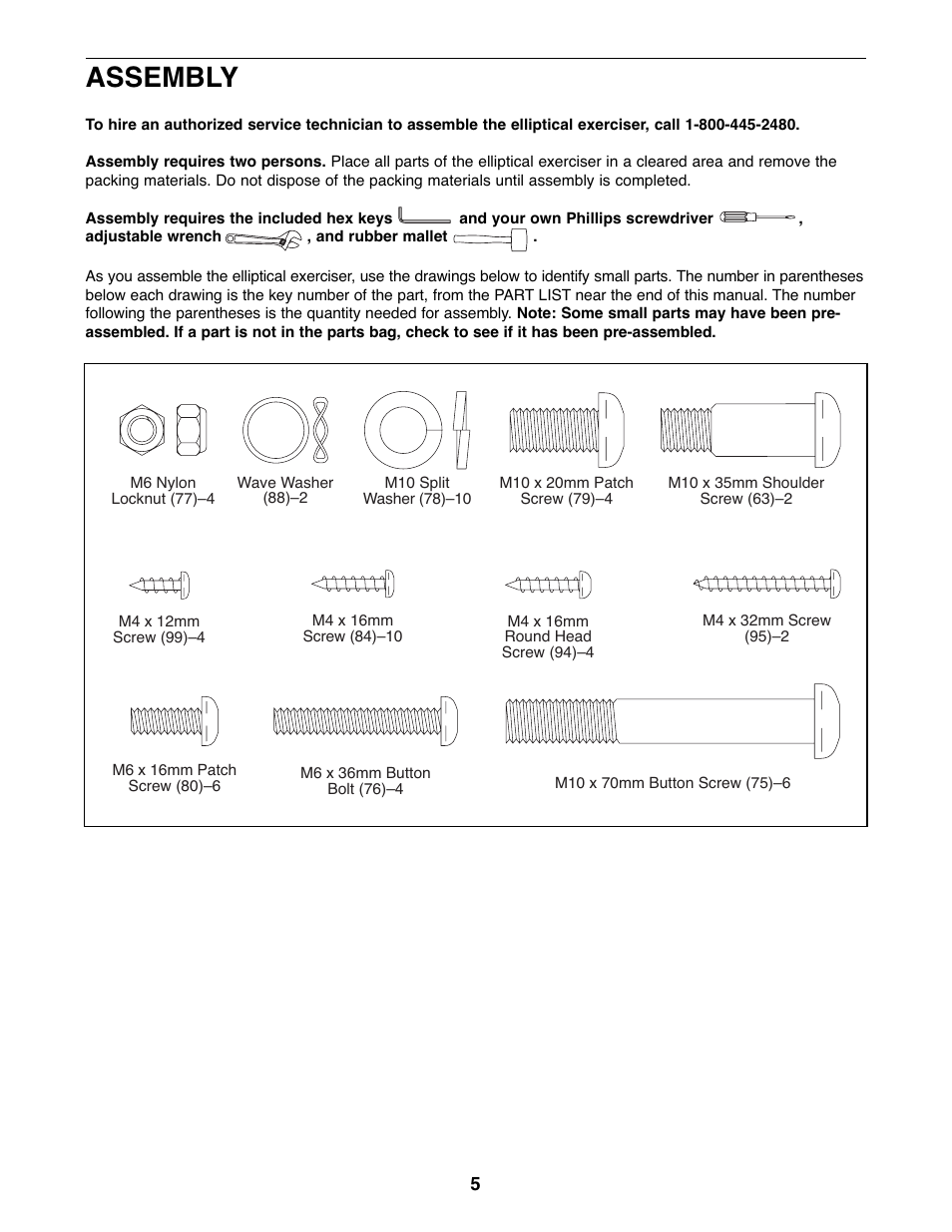 Assembly | ProForm PFEL03907.0 User Manual | Page 5 / 24