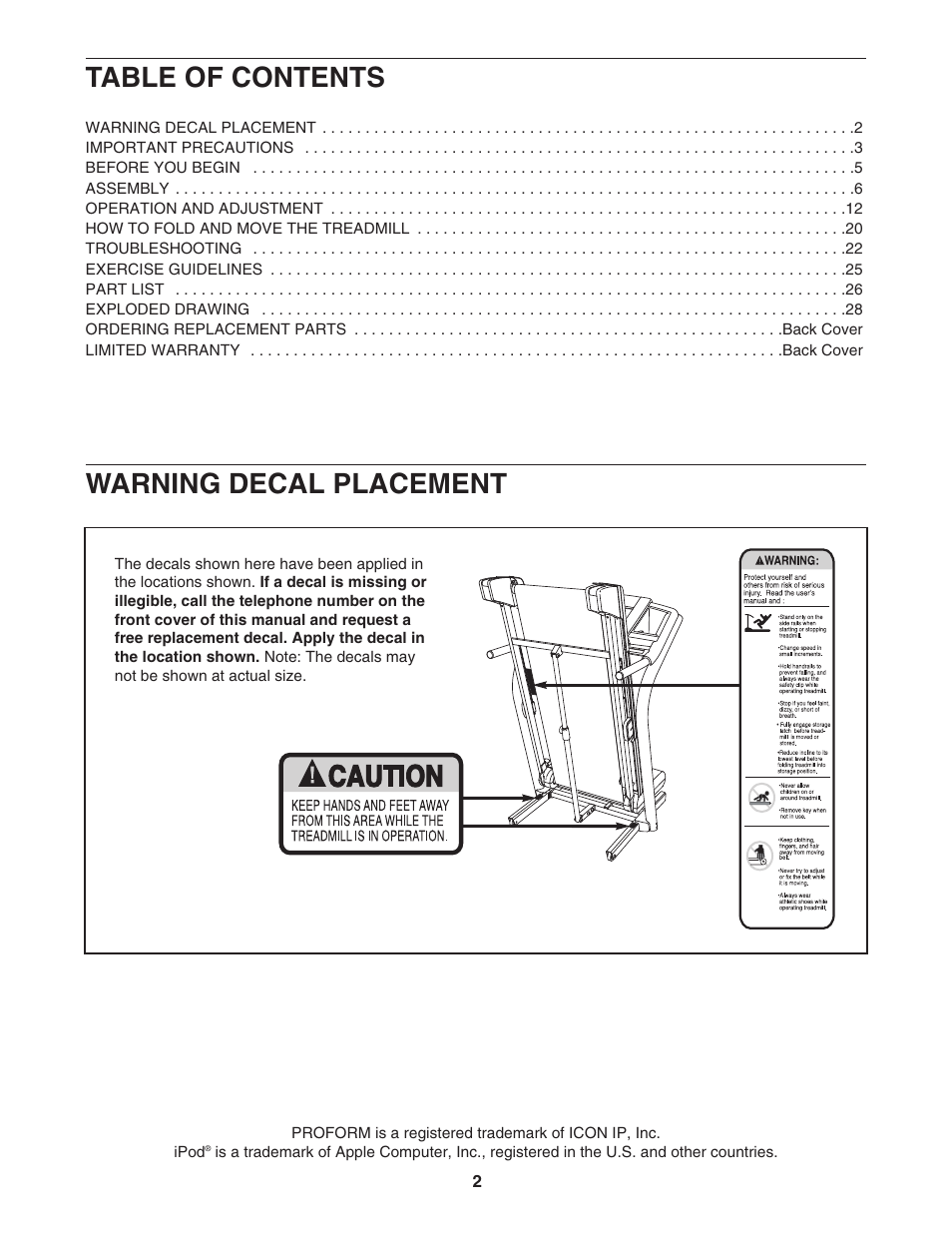 ProForm PFTL78807.2 User Manual | Page 2 / 32