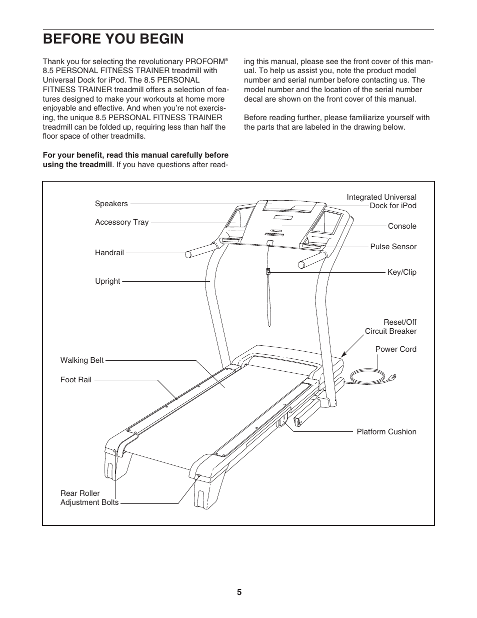 Before you begin | ProForm PFTL78807.2 User Manual | Page 5 / 32