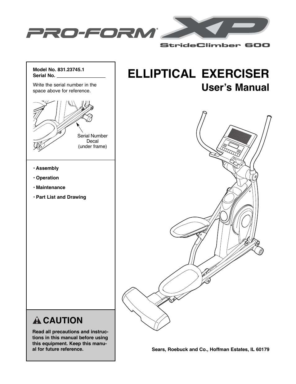 ProForm StrideClimber 831.23745.1 User Manual | 28 pages