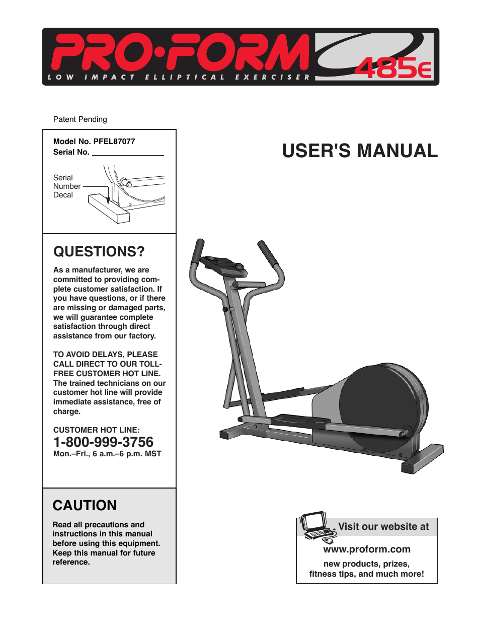 ProForm PFEL87077 User Manual | 16 pages