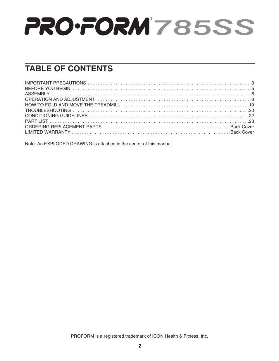 ProForm PFTL79102 User Manual | Page 2 / 26