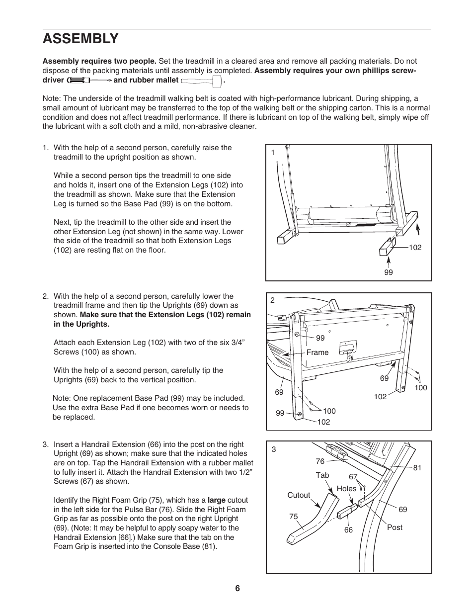 Assembly | ProForm PFTL79102 User Manual | Page 6 / 26