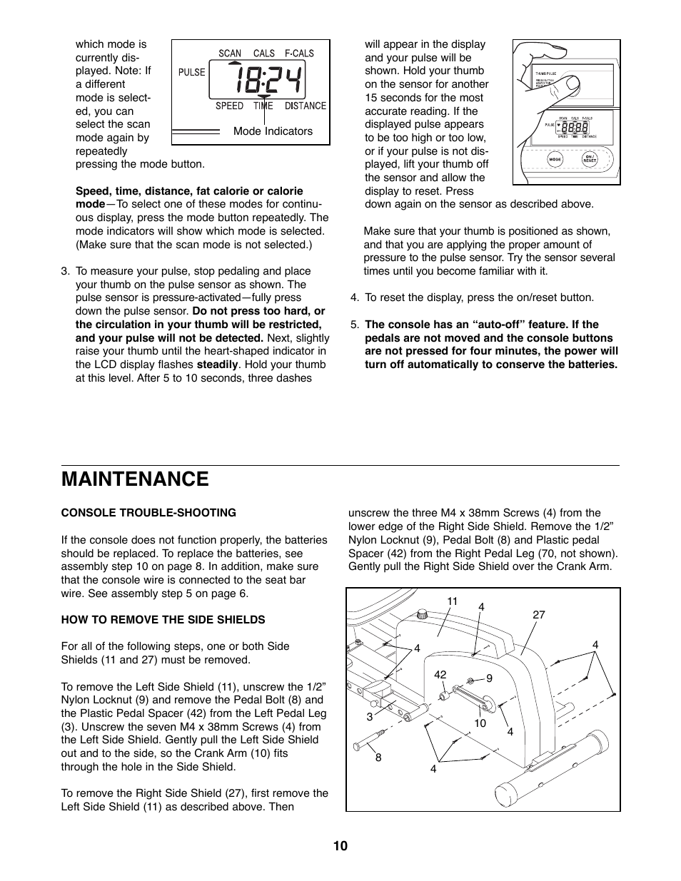 Maintenance | ProForm 831.285871 User Manual | Page 10 / 16