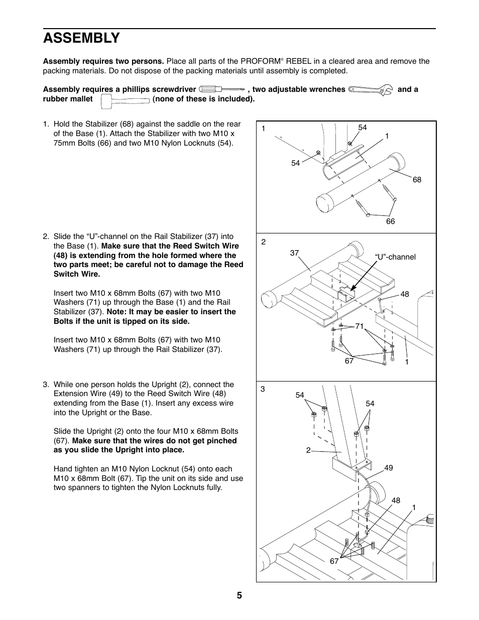 Assembly | ProForm 831.285871 User Manual | Page 5 / 16